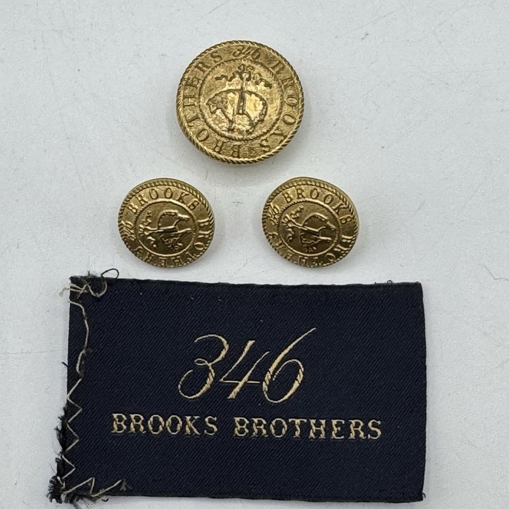 Brooks Brothers 346 Gold Buttons Replacement Waterbury USA 20mm 15mm Set 3